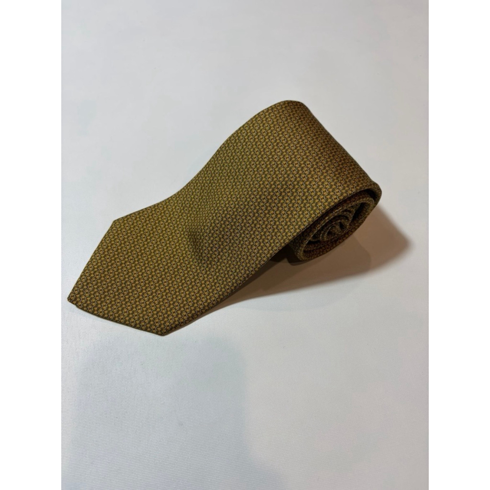Brooks Brothers Makers Gold Silk Tie USA Geometric Classic Preppy